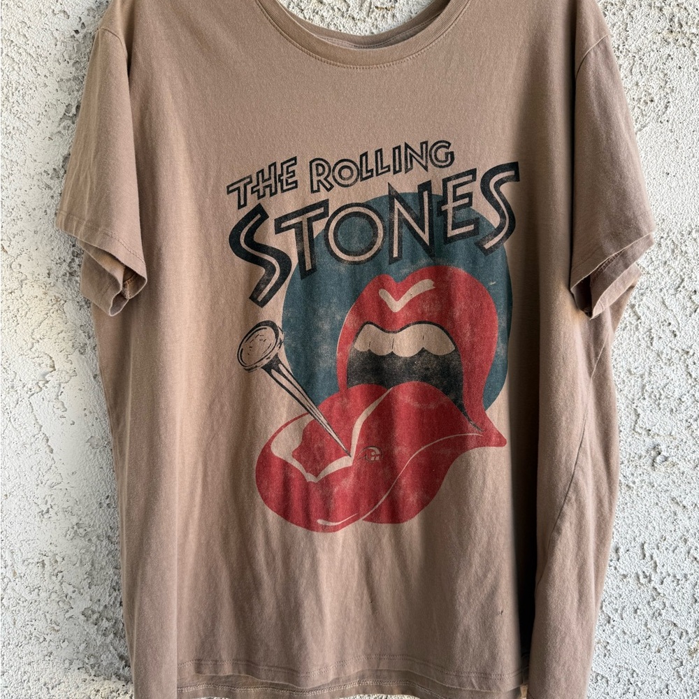 The Rolling Stones Tan Tee with Black Logo